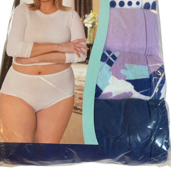 Kmart PINK Briefs Underwear Womens Plus Sz 13 Cotton 5 Pack Blue Purple Polka Do - Picture 3 of 14